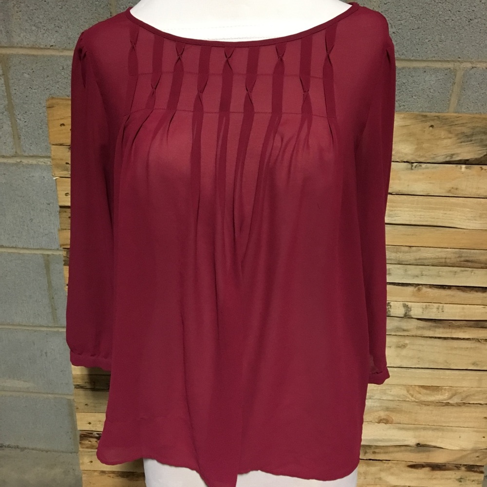 Loft Sheer Burgundy Blouse